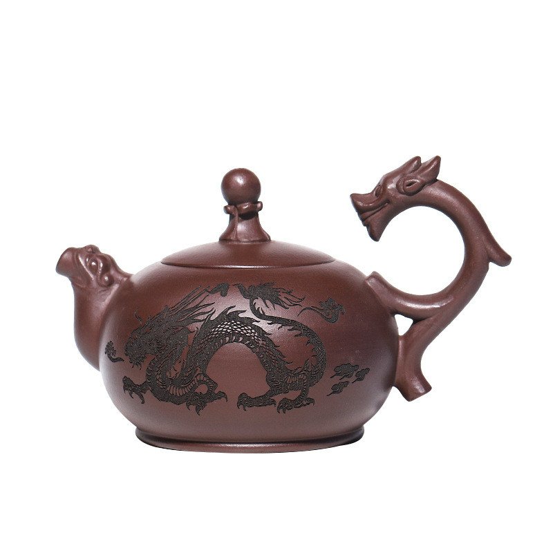 10.1 Oz Authentic Handmade Vintage Chinese Zisha Yixing Clay Teapot With Dragon Handle 10.1 Oz Authentic Handmade Vintage Chinese Zisha Yixing Clay Teapot With Dragon Handle