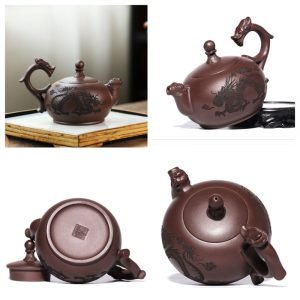 10.1 Oz Authentic Handmade Vintage Chinese Zisha Yixing Clay Teapot With Dragon Handle