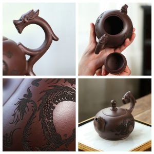 10.1 Oz Authentic Handmade Vintage Chinese Zisha Yixing Clay Teapot With Dragon Handle