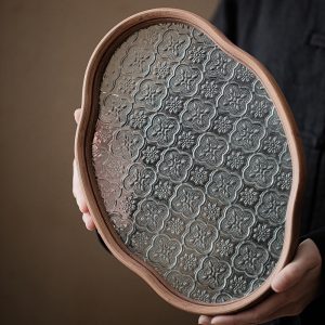 Dried Glass Gongfu Tea Tray With Crabapple Flower
