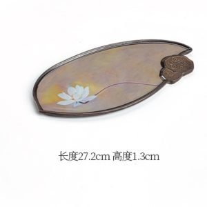 Rough Pottery Ceramic Green Lotus Tea Serving Tray