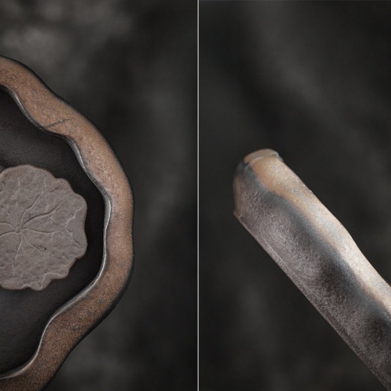 Chinese Gilt Lotus Pond Ceramic Afternoon Tea Ceremony Serving Tray Chinese Gilt Lotus Pond Ceramic Afternoon Tea Ceremony Serving Tray