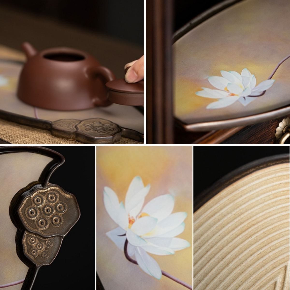 Rough Pottery Ceramic Green Lotus Tea Serving Tray Rough Pottery Ceramic Green Lotus Tea Serving Tray