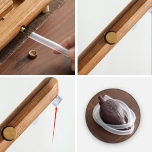 Reinforced Bamboo And Black Stone Removable Gongfu Tea Cup Serving Tray