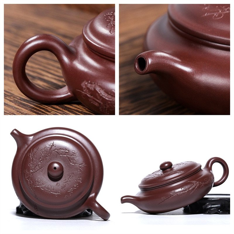 7.4 Oz Best Flat Antique Authentic Handmade Chinese Yixing Pottery Purple Clay Teapot 7.4 Oz Best Flat Antique Authentic Handmade Chinese Yixing Pottery Purple Clay Teapot