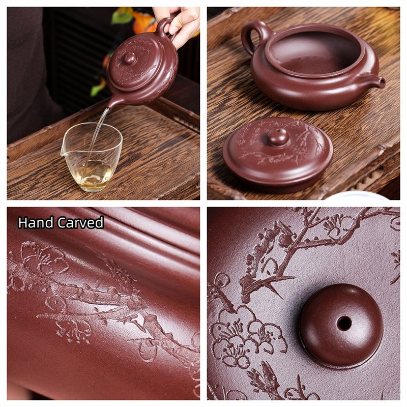 7.4 Oz Best Flat Antique Authentic Handmade Chinese Yixing Pottery Purple Clay Teapot 7.4 Oz Best Flat Antique Authentic Handmade Chinese Yixing Pottery Purple Clay Teapot