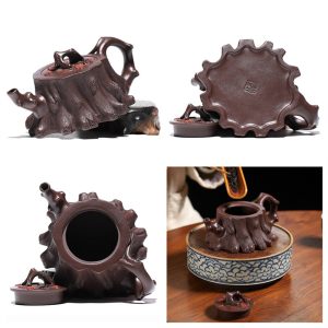 8.1 Oz Rare Old Fashion Tree Stump Real Chinese Yixing Zisha Clay Teapot With Marks