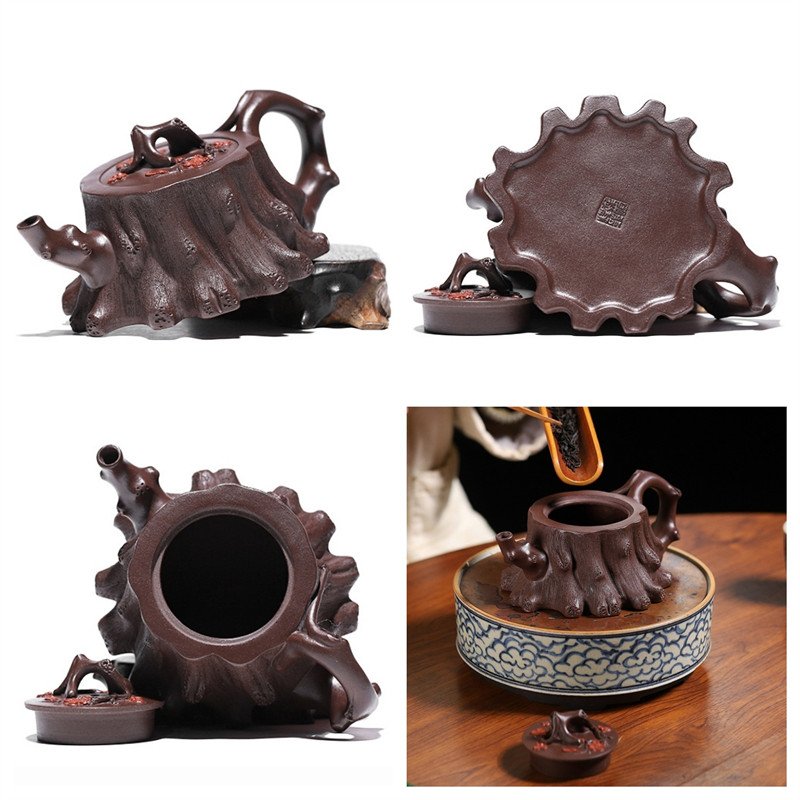 8.1 Oz Rare Old Fashion Tree Stump Real Chinese Yixing Zisha Clay Teapot With Marks 8.1 Oz Rare Old Fashion Tree Stump Real Chinese Yixing Zisha Clay Teapot With Marks