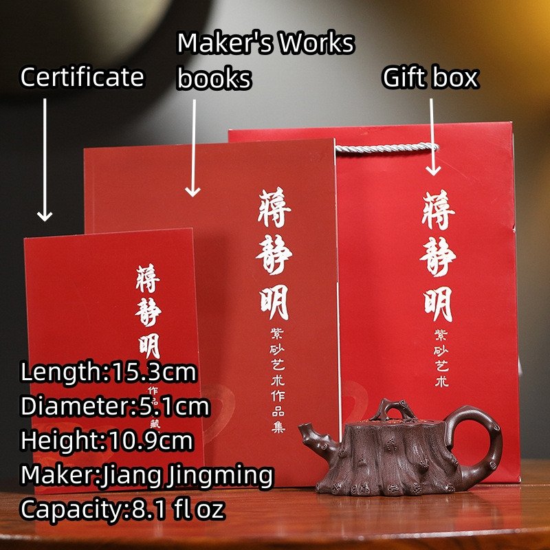 8.1 Oz Rare Old Fashion Tree Stump Real Chinese Yixing Zisha Clay Teapot With Marks 8.1 Oz Rare Old Fashion Tree Stump Real Chinese Yixing Zisha Clay Teapot With Marks