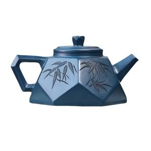 8.8 Oz Diamond Shape Authentic Blue Chinese Yixing Pottery Zisha Clay Teapot With Marks