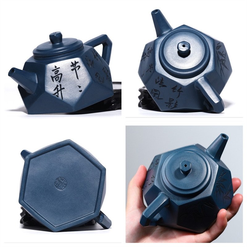 8.8 Oz Diamond Shape Authentic Blue Chinese Yixing Pottery Zisha Clay Teapot With Marks 8.8 Oz Diamond Shape Authentic Blue Chinese Yixing Pottery Zisha Clay Teapot With Marks