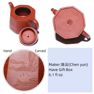 6.1 Oz Vintage Eight Sides Antique Chinese Zisha Yixing Clay Teapot With Maker's Marks