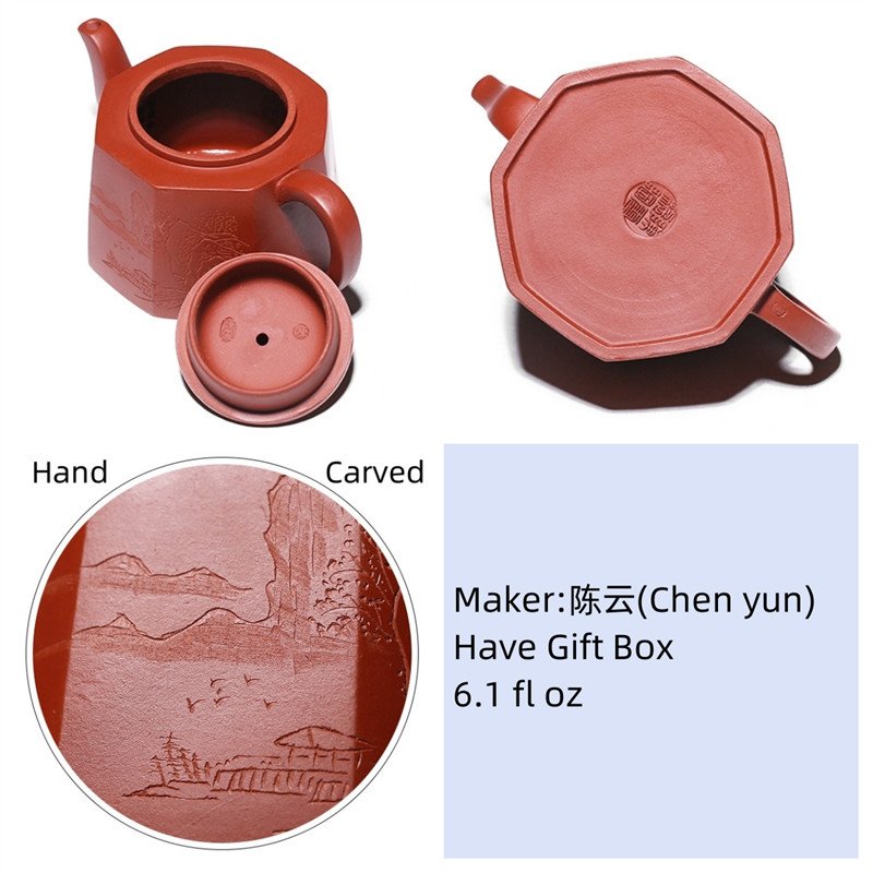 6.1 Oz Vintage Eight Sides Antique Chinese Zisha Yixing Clay Teapot With Maker’s Marks 6.1 Oz Vintage Eight Sides Antique Chinese Zisha Yixing Clay Teapot With Maker's Marks