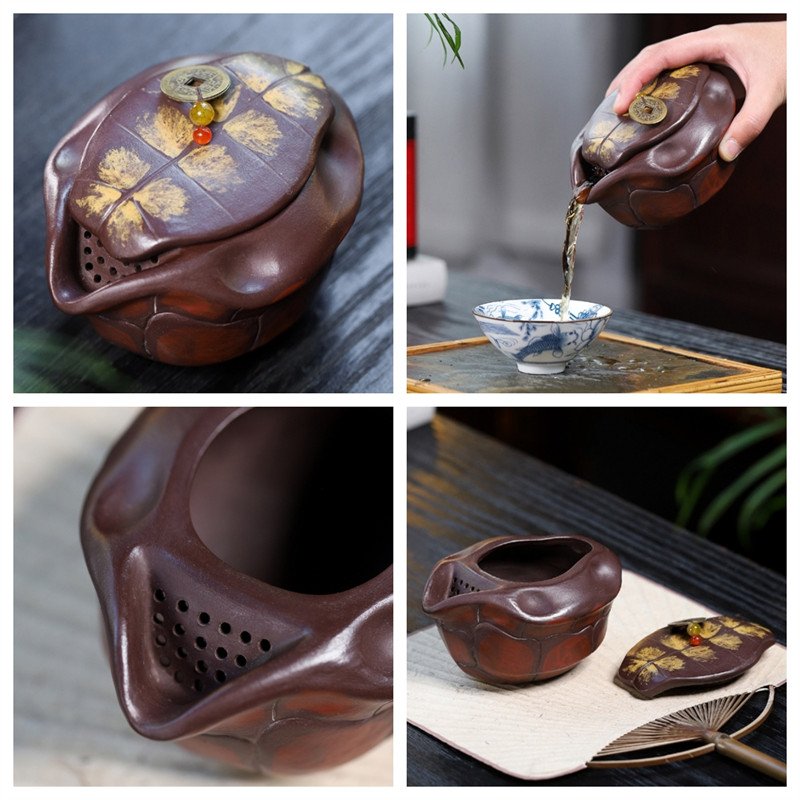 10.1 Oz Rare Antique Tortoise Shell Handmade Yixing Clay Zisha Chinese Teapot For Sale 10.1 Oz Rare Antique Tortoise Shell Handmade Yixing Clay Zisha Chinese Teapot For Sale