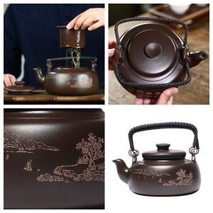 26 Oz Large Antique Authentic Chinese Yixing Purple Clay Teapot By Famous Maker