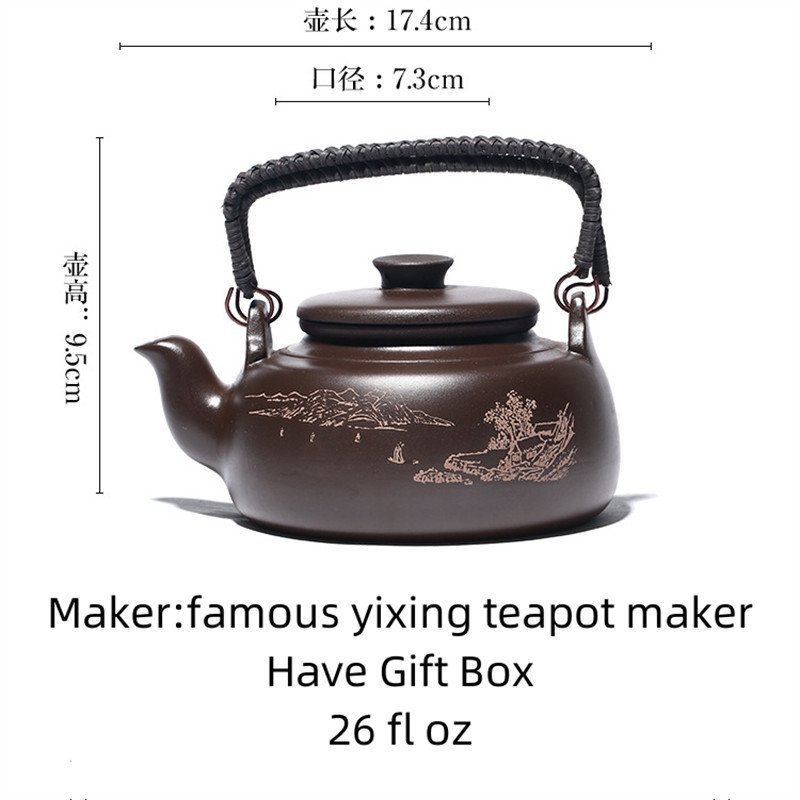 26 Oz Large Antique Authentic Chinese Yixing Purple Clay Teapot By Famous Maker 26 Oz Large Antique Authentic Chinese Yixing Purple Clay Teapot By Famous Maker