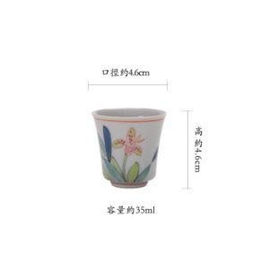 1.2 Fl Oz/35 Ml Hand Painted Iris Ceramic Chinese Gongfu Master Tea Ceremony Cup