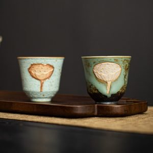 1.5 Fl Oz/45 Ml Small Antique Lotus Seedpod Ceramic Kung Fu Reusable Tea Cups