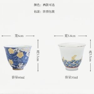 1.7 Fl Oz-2 Fl Oz Small Traditional Hand Painted Japanese Ceramic Tea Cup