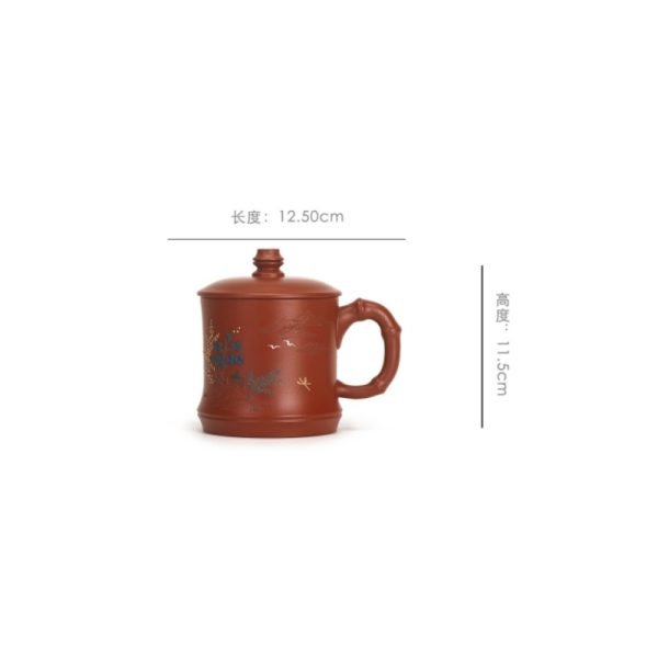 11.8 Fl Oz/350 Ml All Hand-painted Plum Yixing Purple Clay Zisha Tea Cup