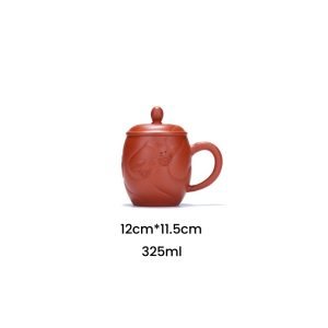 11 Fl Oz/325 Ml Dragon And Fish Zisha Yixing Purple Clay Tea Cup With Handle