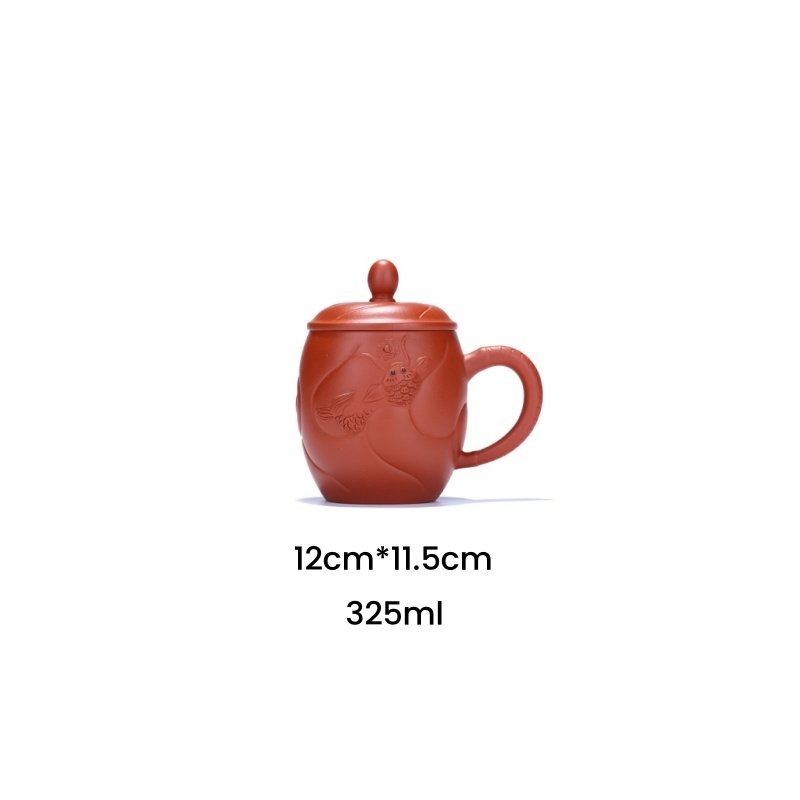 11 Fl Oz/325 Ml Dragon And Fish Zisha Yixing Purple Clay Tea Cup With Handle 11 Fl Oz/325 Ml Dragon And Fish Zisha Yixing Purple Clay Tea Cup With Handle