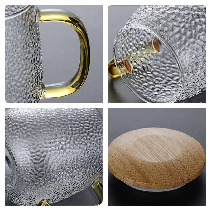 13.5 Fl Oz/400 Ml White And Green Clear Glass Tea Cups Tea Mug With Glass Infuser And Wooden Lid 13.5 Fl Oz/400 Ml White And Green Clear Glass Tea Cups Tea Mug With Glass Infuser And Wooden Lid