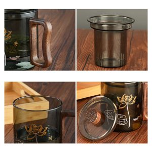 18.6 Fl Oz/550 Ml Large Capacity Heat Resistant Tea Cup Glass Tea Mug With Glass Infuser And Lid