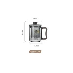 18.6 Fl Oz/550 Ml Large Capacity Heat Resistant Tea Cup Glass Tea Mug With Glass Infuser And Lid