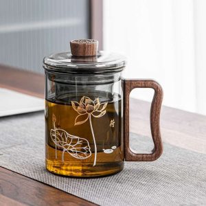 18.6 Fl Oz/550 Ml Large Capacity Heat Resistant Tea Cup Glass Tea Mug With Glass Infuser And Lid