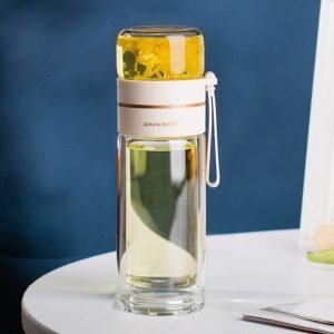 15.2 Fl Oz/450 Ml Transparent Glass Tea Mug With Purple Clay Infuser And Handle
