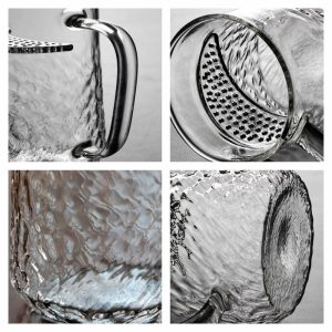 13.5 Fl Oz/400 Ml White And Green Clear Glass Tea Cups Tea Mug With Glass Infuser And Wooden Lid
