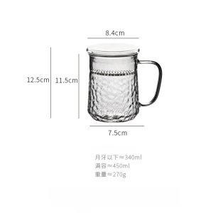 13.5 Fl Oz/400 Ml White And Green Clear Glass Tea Cups Tea Mug With Glass Infuser And Wooden Lid