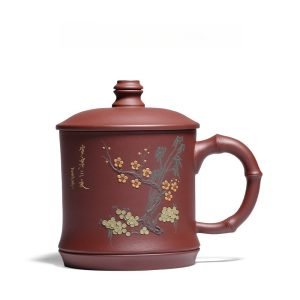 16.9 Fl Oz/500 Ml Lucky Dragon Yixing Antique Tea Mug Purple Clay Tea Cup With Handle And Purple Clay Infuser