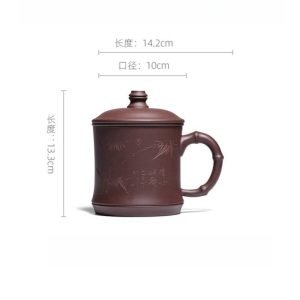 16.9 Fl Oz/500 Ml Lucky Dragon Yixing Antique Tea Mug Purple Clay Tea Cup With Handle And Purple Clay Infuser