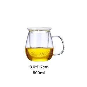 13.5 Fl Oz/400 Ml White And Green Clear Glass Tea Cups Tea Mug With Glass Infuser And Wooden Lid