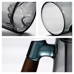 13.5 Fl Oz/400 Ml White And Green Clear Glass Tea Cups Tea Mug With Glass Infuser And Wooden Lid
