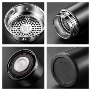 12.5 Fl Oz/370 Ml Black And White Small Stainless Steel Thermal Tea Cups With Lids