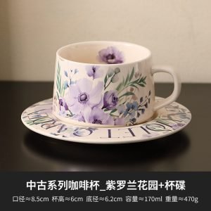 5.1 Fl Oz/150 Ml Pink And Rose Red Ceramic Coffee Tea Cups And Saucers Sets