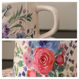 5.1 Fl Oz/150 Ml Pink And Rose Red Ceramic Coffee Tea Cups And Saucers Sets