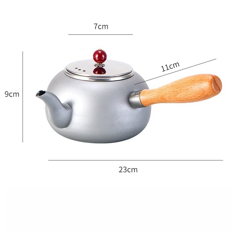 18.6 Fl Oz/550 Ml Antique Stainless Steel Small Camping Teapot With Wooden Handle 18.6 Fl Oz/550 Ml Antique Stainless Steel Small Camping Teapot With Wooden Handle