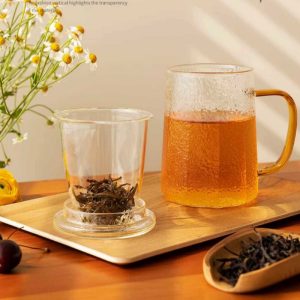 18.6 Fl Oz/550 Ml Large Capacity Heat Resistant Tea Cup Glass Tea Mug With Glass Infuser And Lid