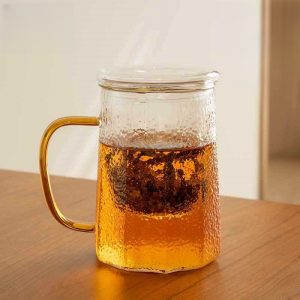 18.6 Fl Oz/550 Ml Large Capacity Heat Resistant Tea Cup Glass Tea Mug With Glass Infuser And Lid