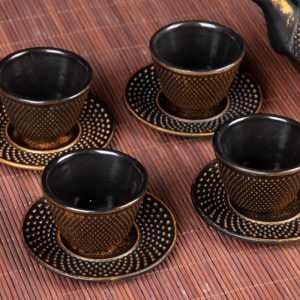 2.2 Fl Oz/65 Ml Plum Relief Cast Iron Cup For Tea