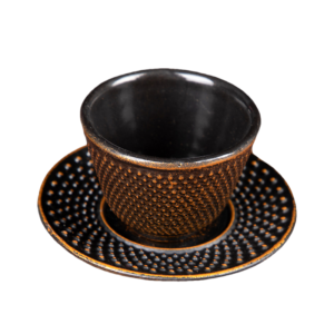 2.4 Fl Oz/70 Ml Black And Gold Particle Cast Iron Coffee Tea Cups Set