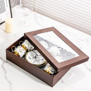 6.8 Fl Oz/200 Ml Vintage Elegant Hand Painted Flower Bone China Porcelain Tea Cups And Saucers Set Of 4