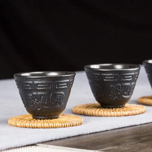 2.2 Fl Oz/65 Ml Plum Relief Cast Iron Cup For Tea