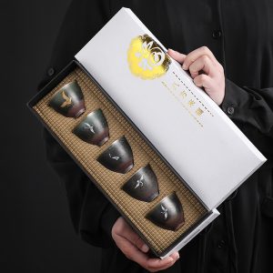 2 Fl Oz/60 Ml Hand Painted Crane Ceramic Kung Fu Tea Ceremony Cup Set Of 5