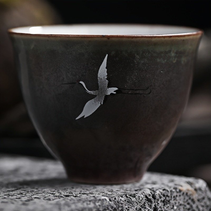 2 Fl Oz/60 Ml Hand Painted Crane Ceramic Kung Fu Tea Ceremony Cup Set Of 5 2 Fl Oz/60 Ml Hand Painted Crane Ceramic Kung Fu Tea Ceremony Cup Set Of 5
