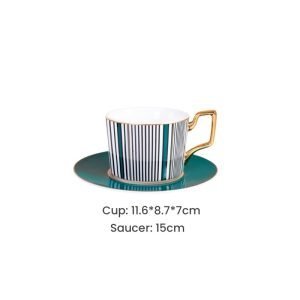 5.1 Fl Oz/150 Ml Pink And Rose Red Ceramic Coffee Tea Cups And Saucers Sets